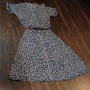 Max Studio Blue Floral Two-Piece Set